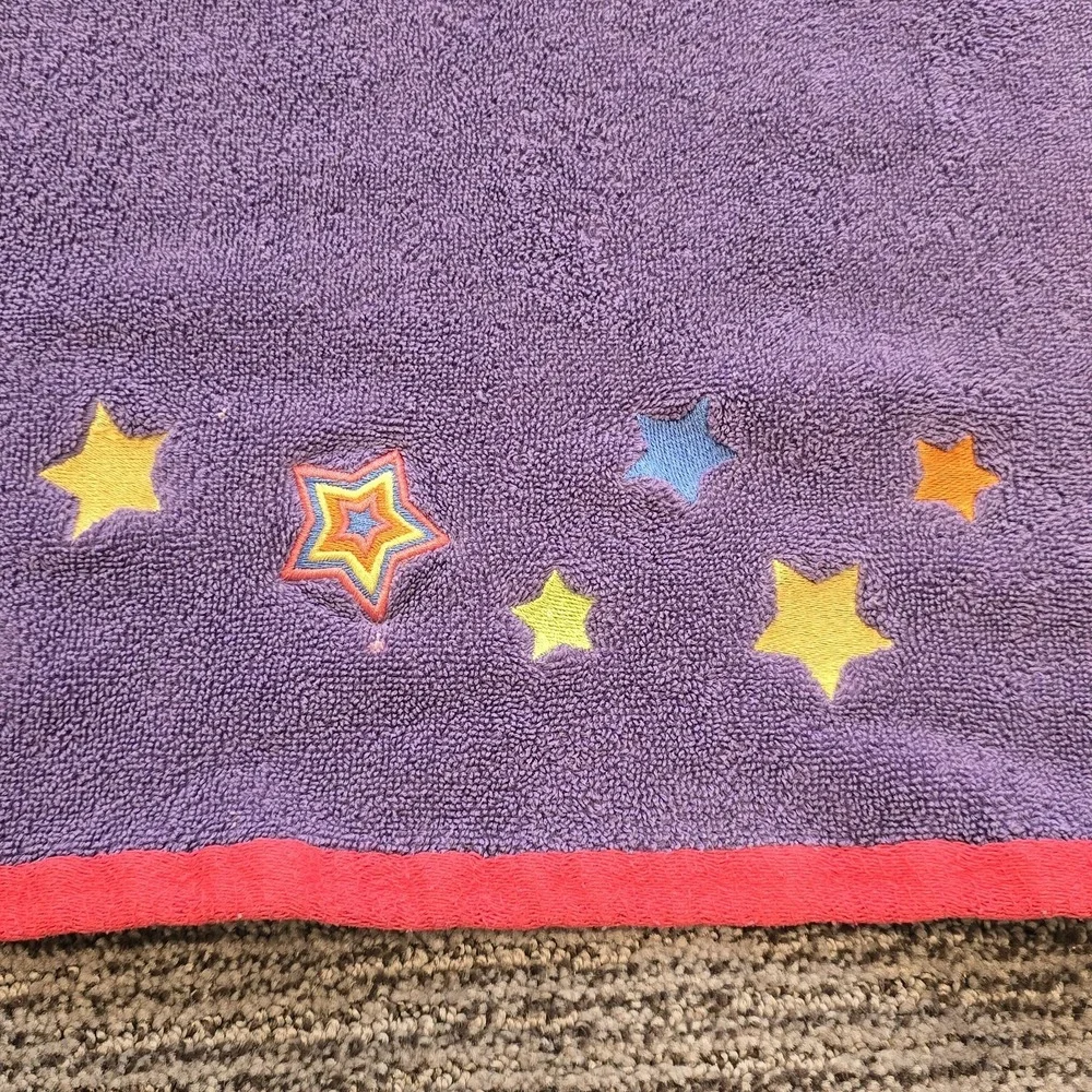Vtg Little Miss Matched‎ Purple Towel Stars Celestial Bath Decor